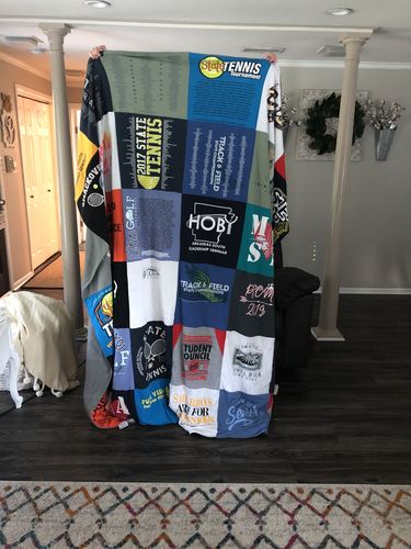 T-shirt quilt featuring tennis by Melanie from AR