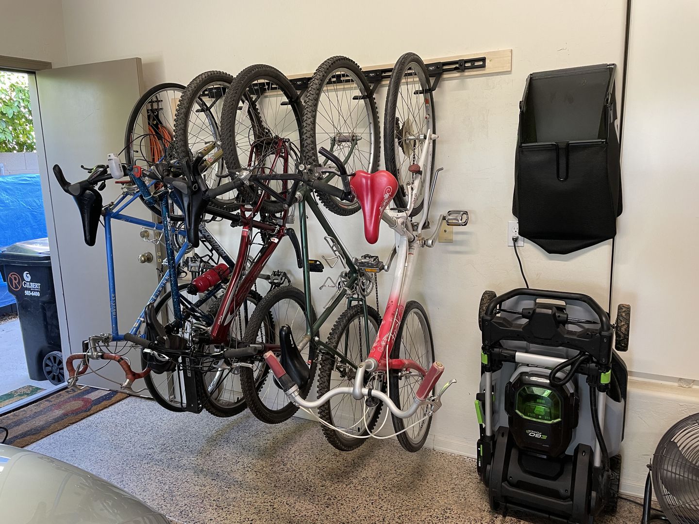 Customer photo review of Wall Mounted Bike Rack for 6 Bikes