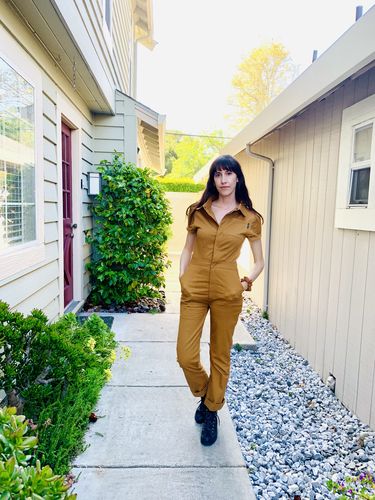 Customer photo review of Pit Crew Jumpsuit Khaki Gold