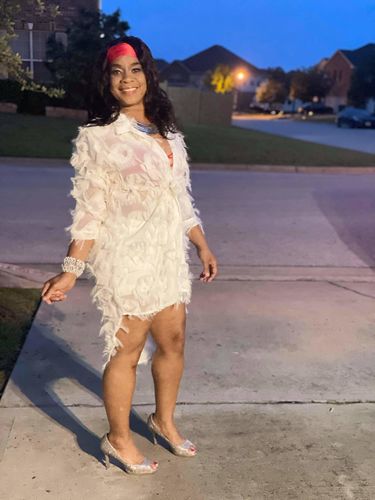 Customer photo review of Feathered Shirt Dress