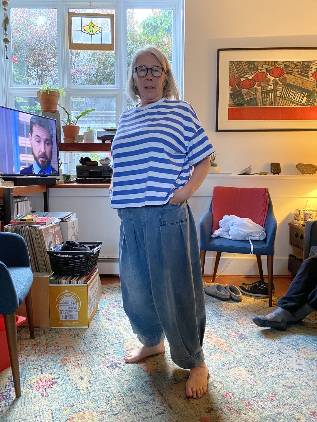 Customer photo review of Plus Size - Buykud 100% Cotton Striped Casual T-Shirt