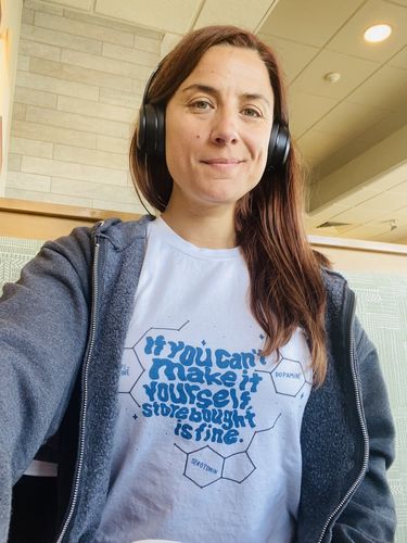 Customer photo review of If You Can't Make It Yourself, Store Bought Is Fine (100% of net profits to National Alliance on Mental Illness) -- T-Shirt