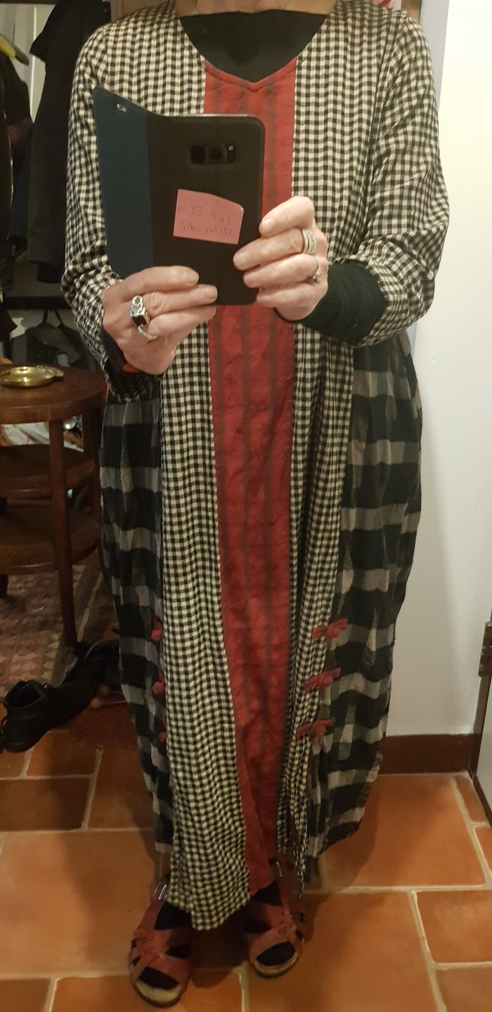 Customer photo review of Plus Size - Different Colored Plaid Retro Cotton Linen Dress