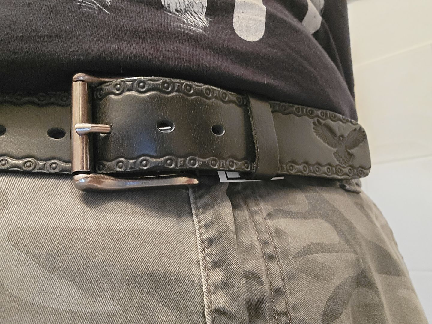 Customer photo review of The Eagle Belt- Black Embossed 100% Real Leather Belt