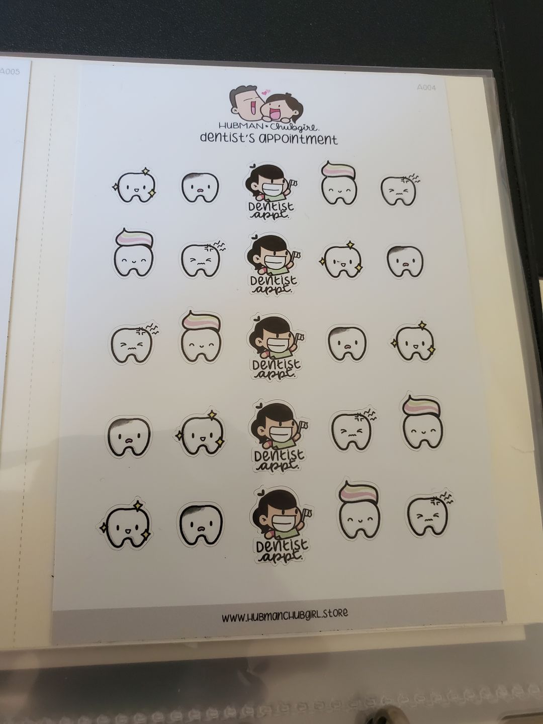 Customer photo review of Dentist Appointment Planner Stickers