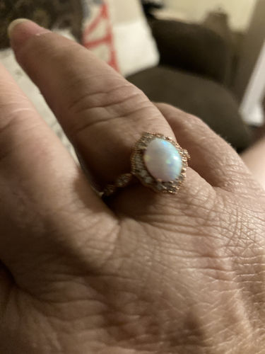 Customer photo review of Louily Vintage Rose Gold Oval Cut Opal Engagement Ring In Sterling Silver