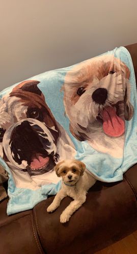 Customer photo review of Custom Pet Print Fleece Blanket