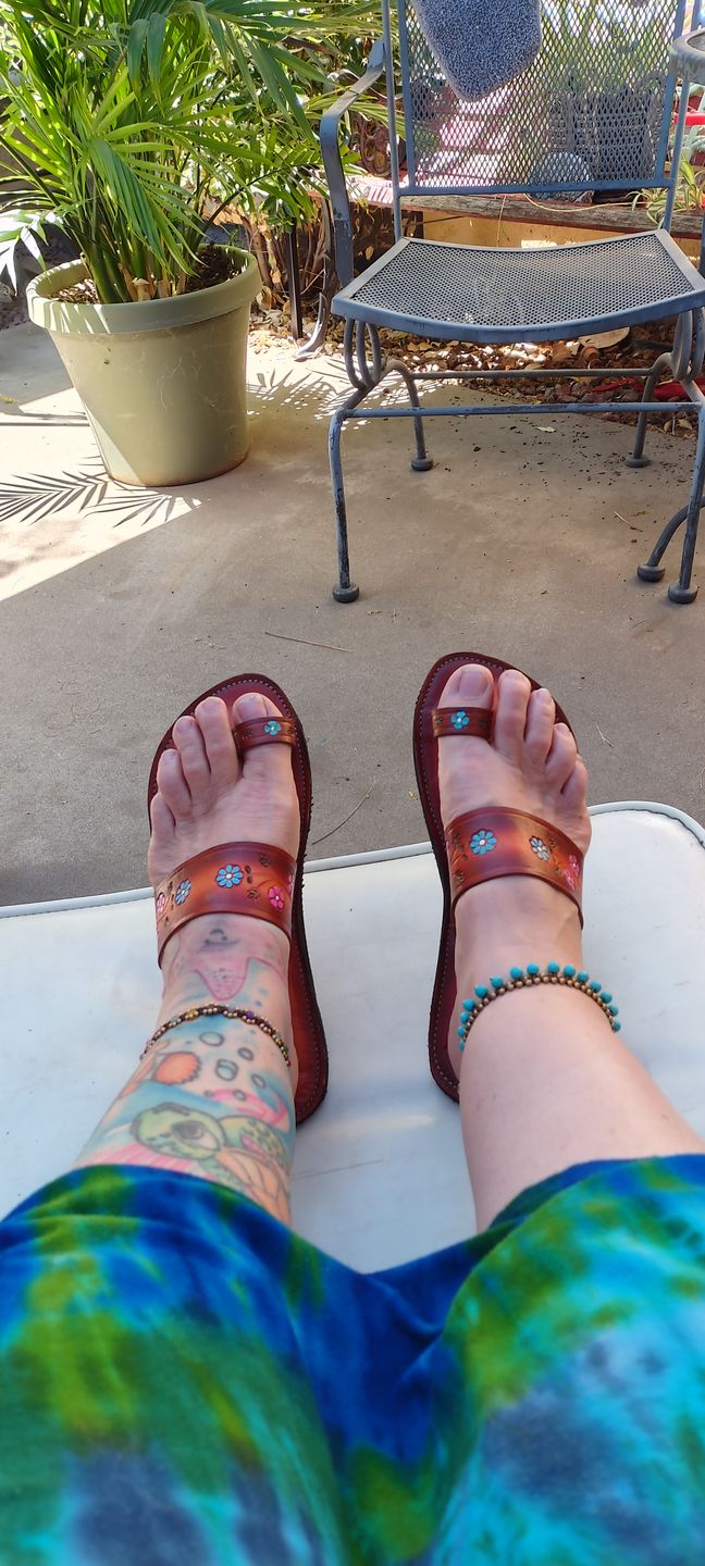 Customer photo review of Boho Flower Power Sandals