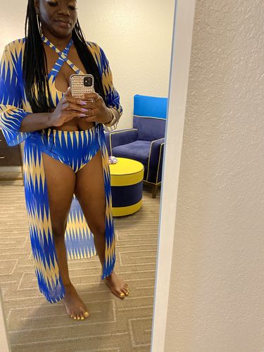 Customer photo review of Euramerican Printed Three-piece Swimwear