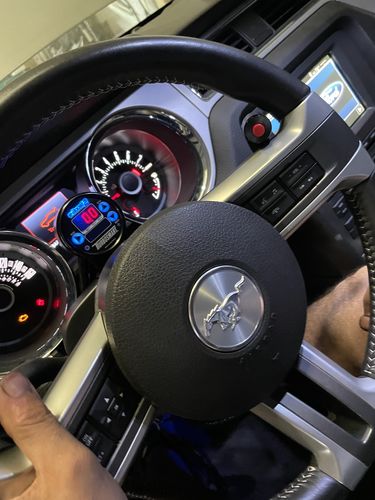 Customer photo review of S197 2011-14 Mustang Steering Wheel Button Bracket Black Anodized