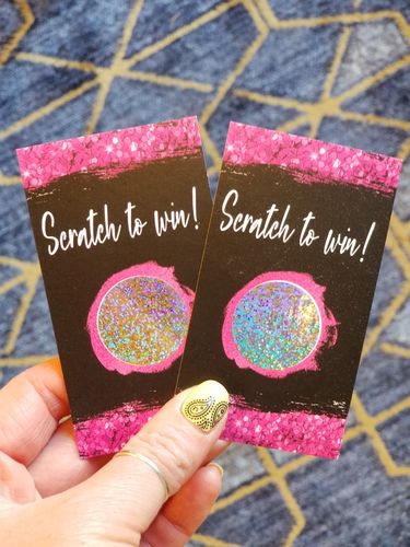 Customer photo review of Hot Pink Glitter Scratch Off Cards