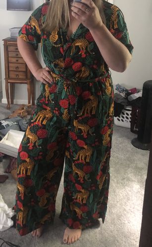Customer photo review of Jaguar Paradise Black Animal Print Jumpsuit