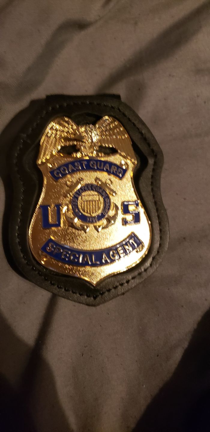 Customer photo review of US Coast Guard Special Agent Badge Solid Copper Replica Movie Props