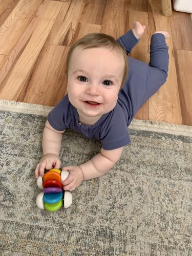 Customer photo review of Short Sleeve Romper in Oceana Blue