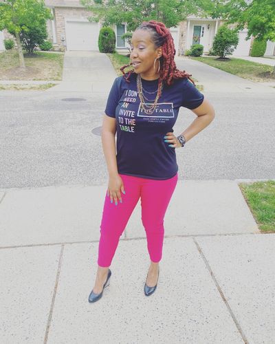 Customer photo review of I AM The Table Multi-Color Tee (Front Print)