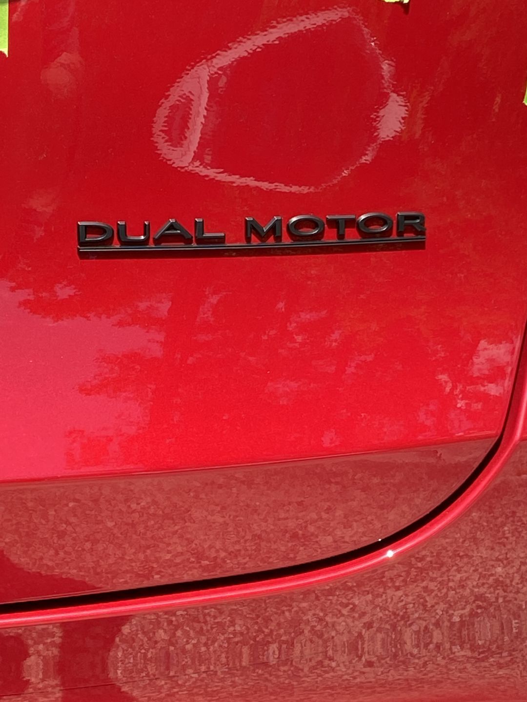 Customer photo review of DUAL MOTOR Trunk Badge Emblems for All Teslas (5 color options)