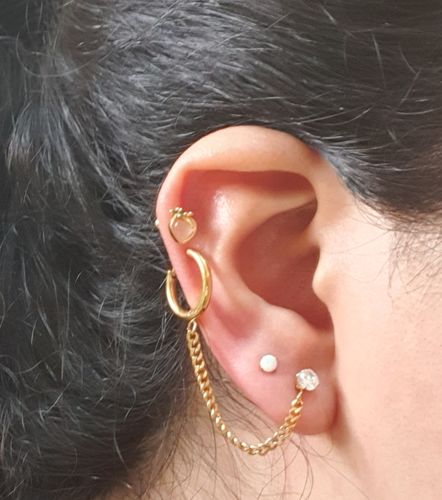 Customer photo review of Piercing Cadena con Zirconia