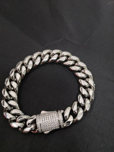 Customer photo review of 12MM White Gold Plated Iced Out Clasp Miami Cuban Link Bracelet