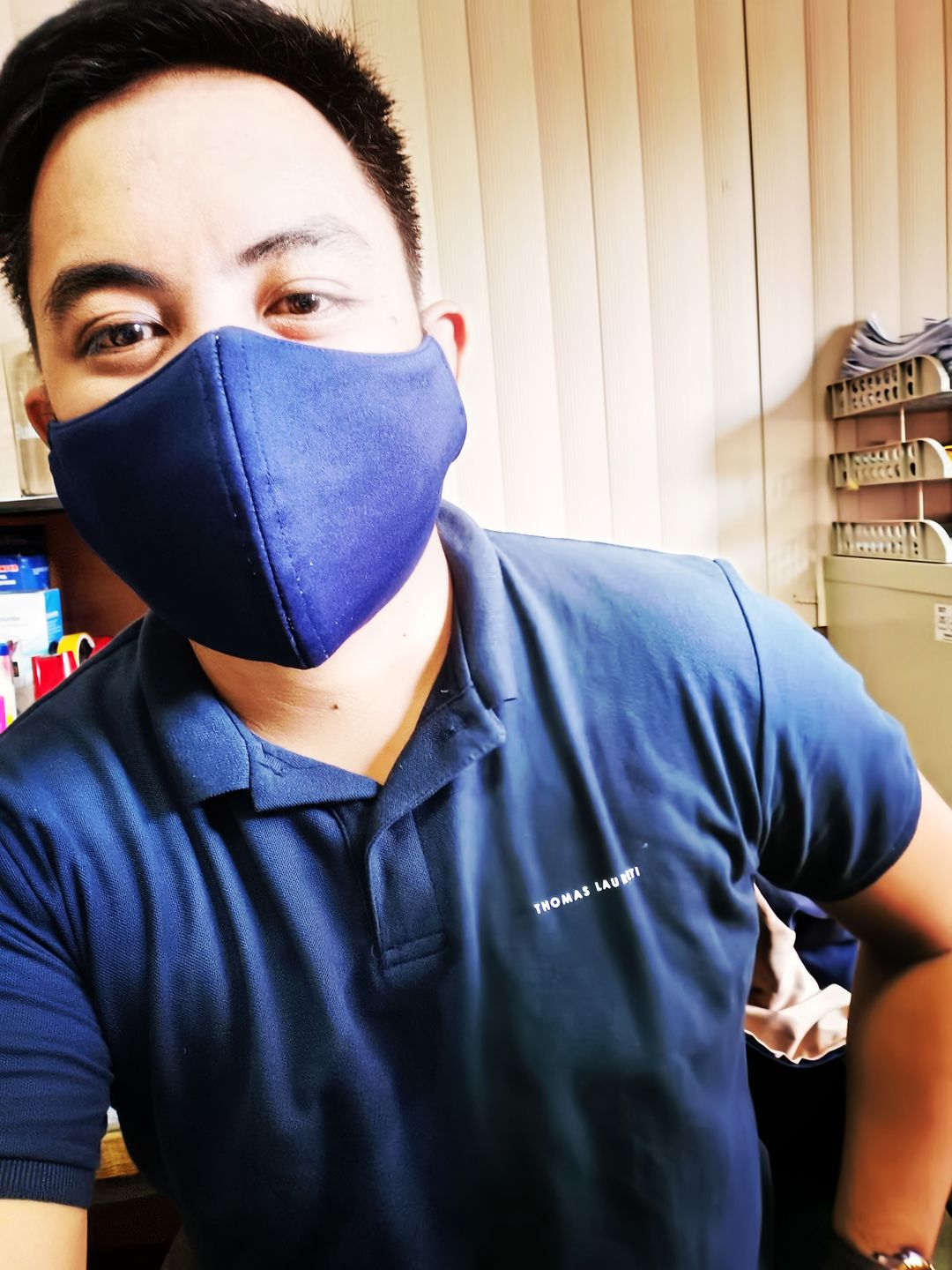 Customer photo review of Men's Thomas Laureti Navy Blue Polo Shirt