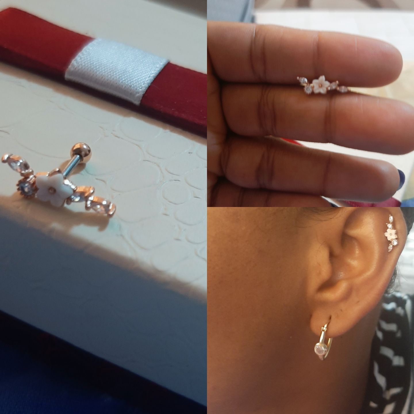 Customer photo review of Piercing de Florecita con Zirconias