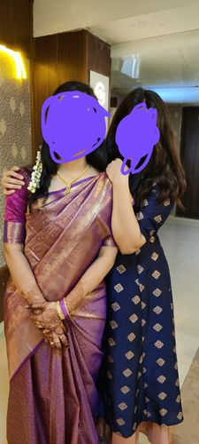Customer photo review of Wine Purple Woven Kanjivaram Saree - Special Wedding Edition