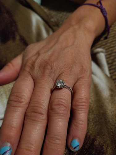 Customer photo review of Moissanite Fashion Flower Sterling Silver Wedding Ring