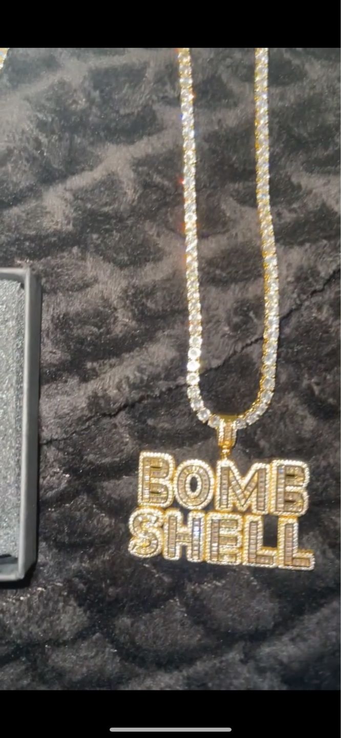 Customer photo review of Baguette Custom Letter Pendant Yellow Gold