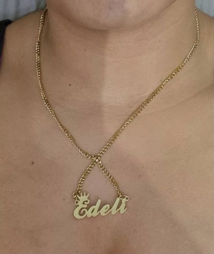 Customer photo review of Chunk Custom Name Necklace