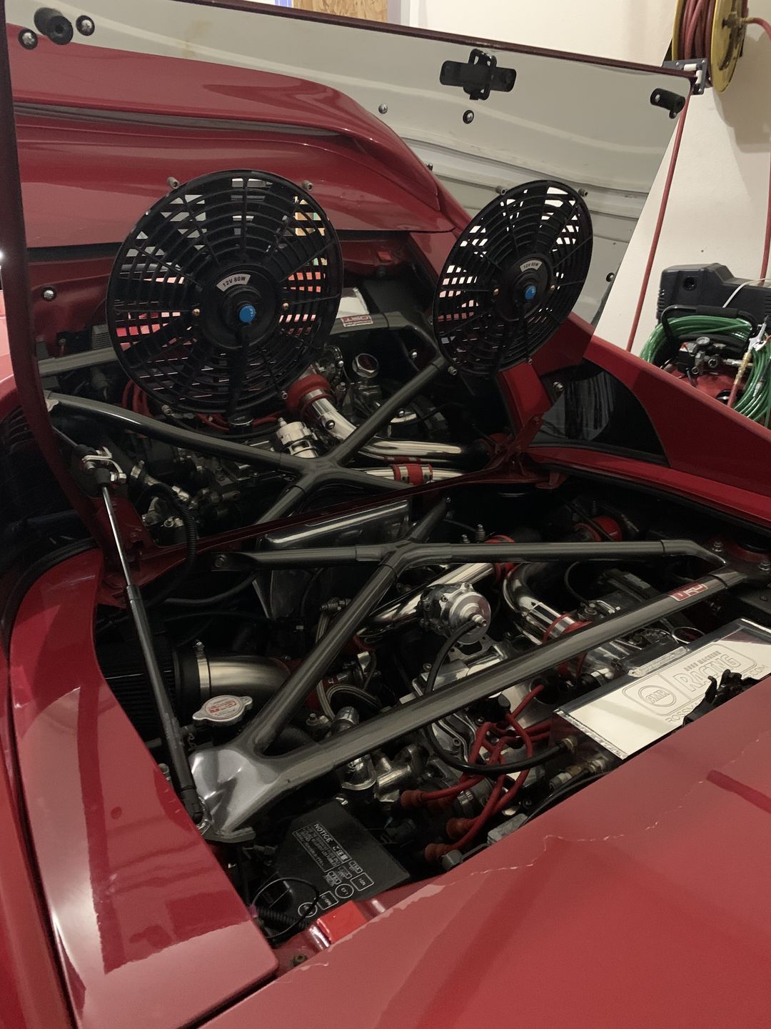 Customer photo review of Engine Lid Dual Fan Shroud (Forged Carbon Fiber/Mirror Finish/Carbon Fiber/Raw Aluminum)