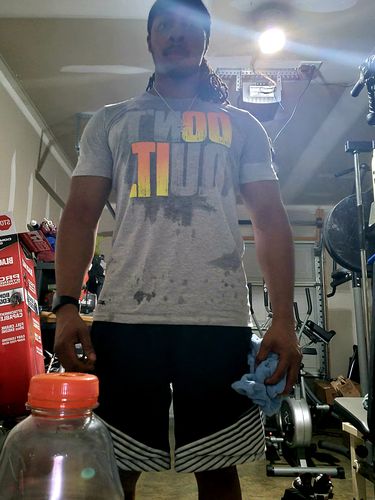 Customer photo review of Nobody Cares, Work Harder - Men's Sweat Activated T-Shirt