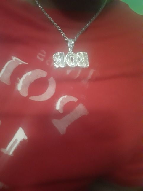 Customer photo review of Baguette Custom Letter Pendant Yellow Gold