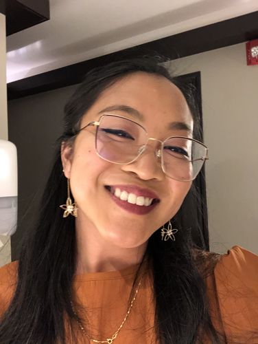 Customer photo review of Flora Perla Threader Earrings