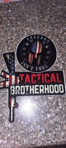 Customer photo review of Tactical Brotherhood Decal - Spartan Freedom Isn't Free