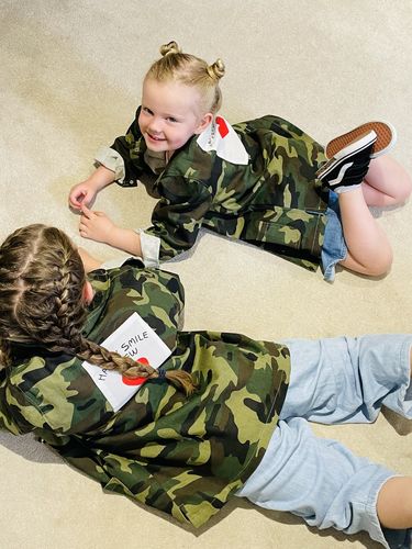 Customer photo review of Camo Crew Back Patch Button-Down (1-8 Years)