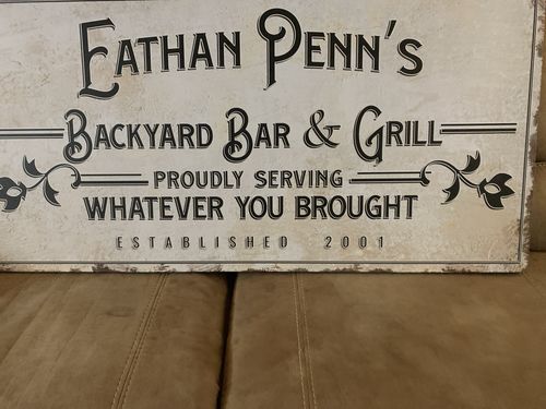 Customer photo review of Upgrade Your 'Backyard Bar and Grill' (Style 1) Canvas To 24x48 Inches