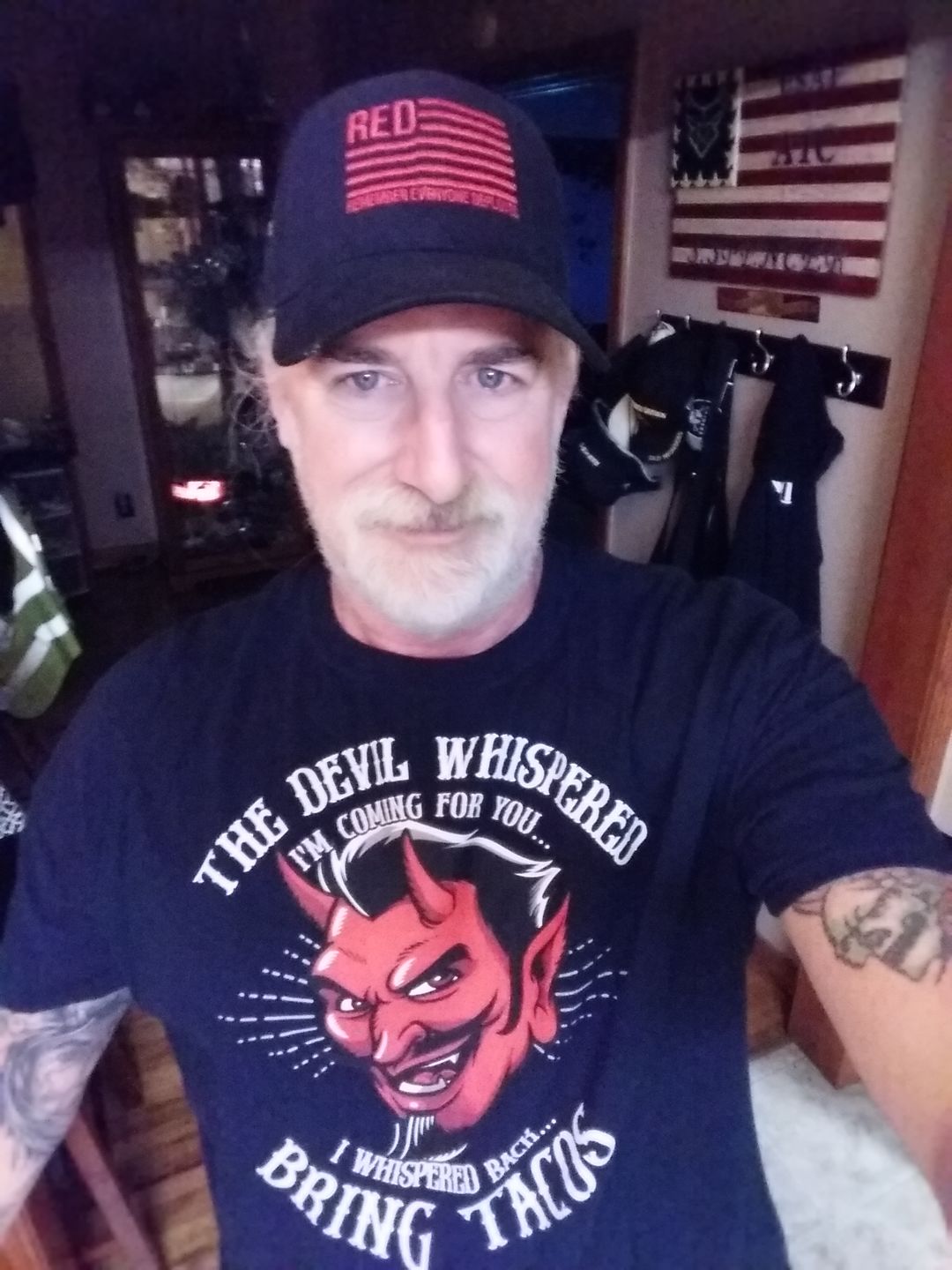 Customer photo review of The Devil Whispered...Bring Tacos OG T-Shirt