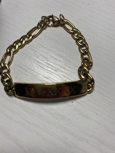 Customer photo review of 7mm Stainless Steel Figaro Link Engravable ID Bracelet