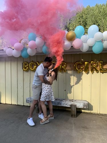Customer photo review of Gender Reveal Smoke Sticks - [Pink or Blue]  Wick (60 sec) Discreet Label