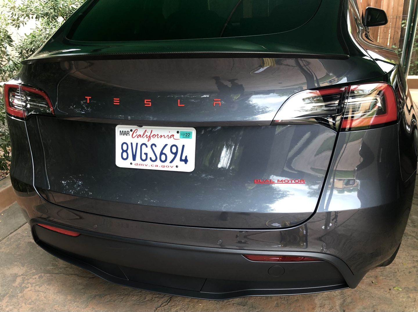 Customer photo review of DUAL MOTOR Trunk Badge Emblems for All Teslas (5 color options)