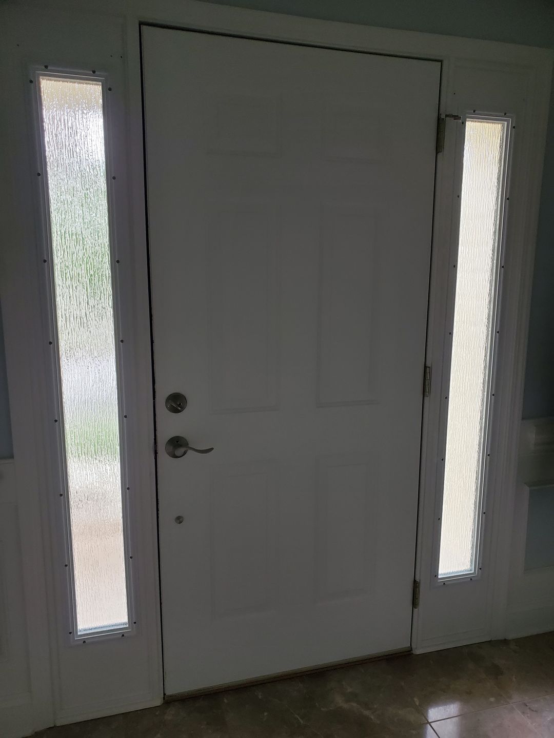 Customer photo review of Rain Glass and Frame Kit (Full Sidelite 7" x 64" Glass Size)