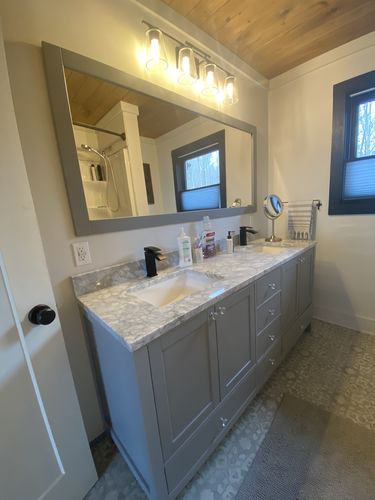 Customer photo review of Abigail 72", Naos, Slate Grey Bathroom Vanity,  Double Sink