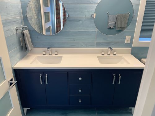 Customer photo review of Hudson 72", Cobalt Blue Bathroom Vanity, Double Sink