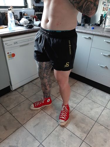 Customer photo review of Quads of the Gods - mens gym lift Lifting Shorts - BLACK/WHITE