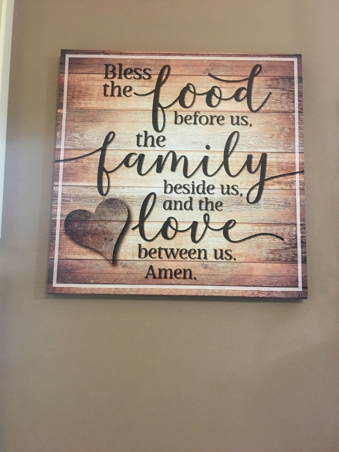 Customer photo review of "Food, Family, Love" Premium Canvas
