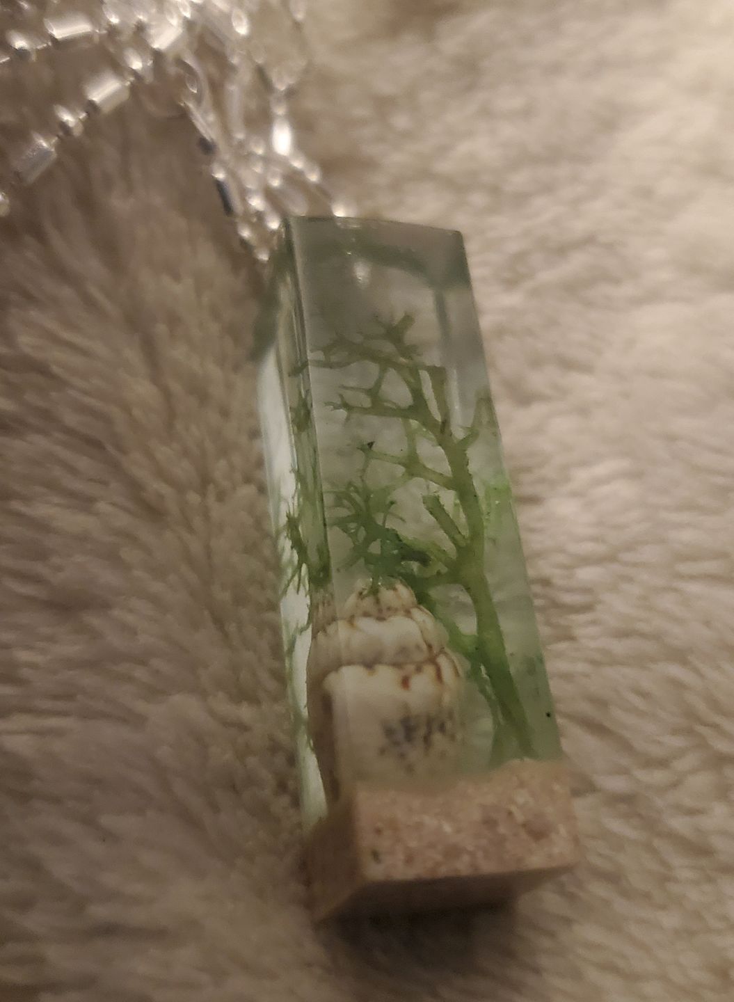 Customer photo review of Deep in the Ocean Pendant with Seaweed and Seashell