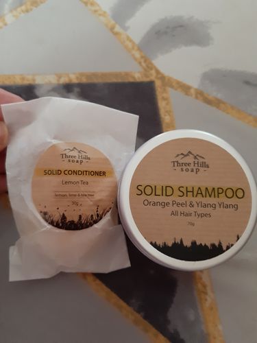 Customer photo review of Shampoo Bar for All Hair Types – Orange Peel and Ylang Ylang