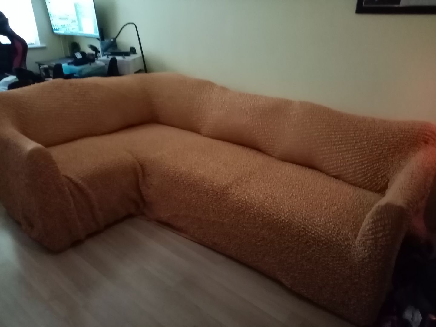 Customer photo review of Corner Sofa Cover - Mango  Microfibra