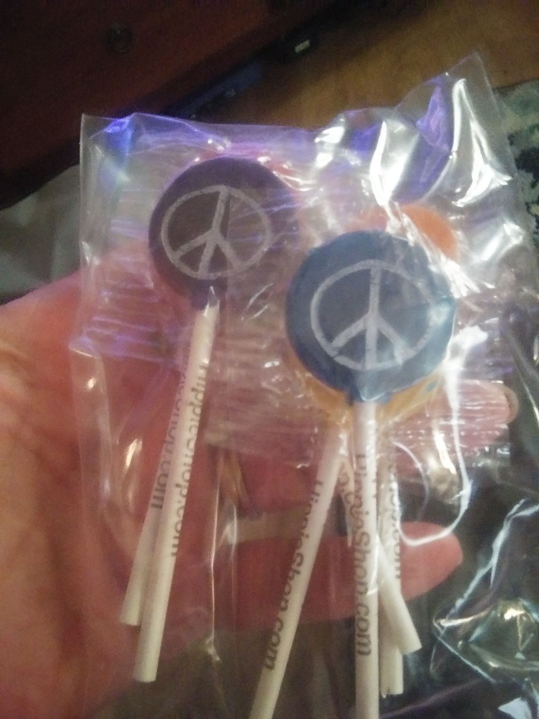 Customer photo review of Hippie Shop Peace Pop Lollipops