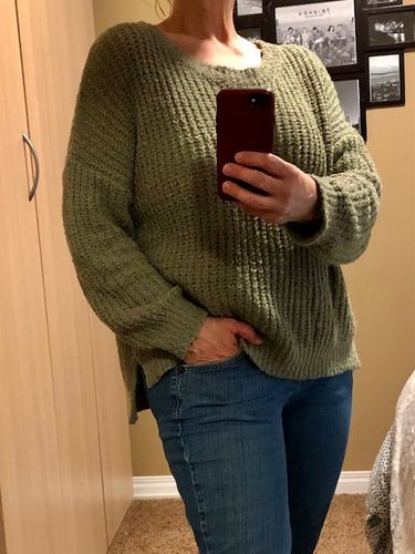 Customer photo review of My Cozy Lightweight Teddy Sweater (Moss)