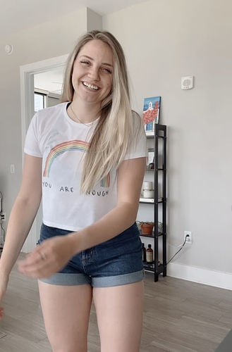 Customer photo review of You Are Enough (Rainbow) -- Crop T-Shirt